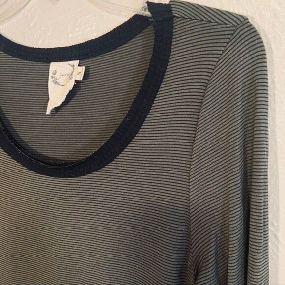 Sea Gypsies Long Sleeve Tunic Dress Olive Green Striped with Pockets Sz. Small - Picture 3 of 10